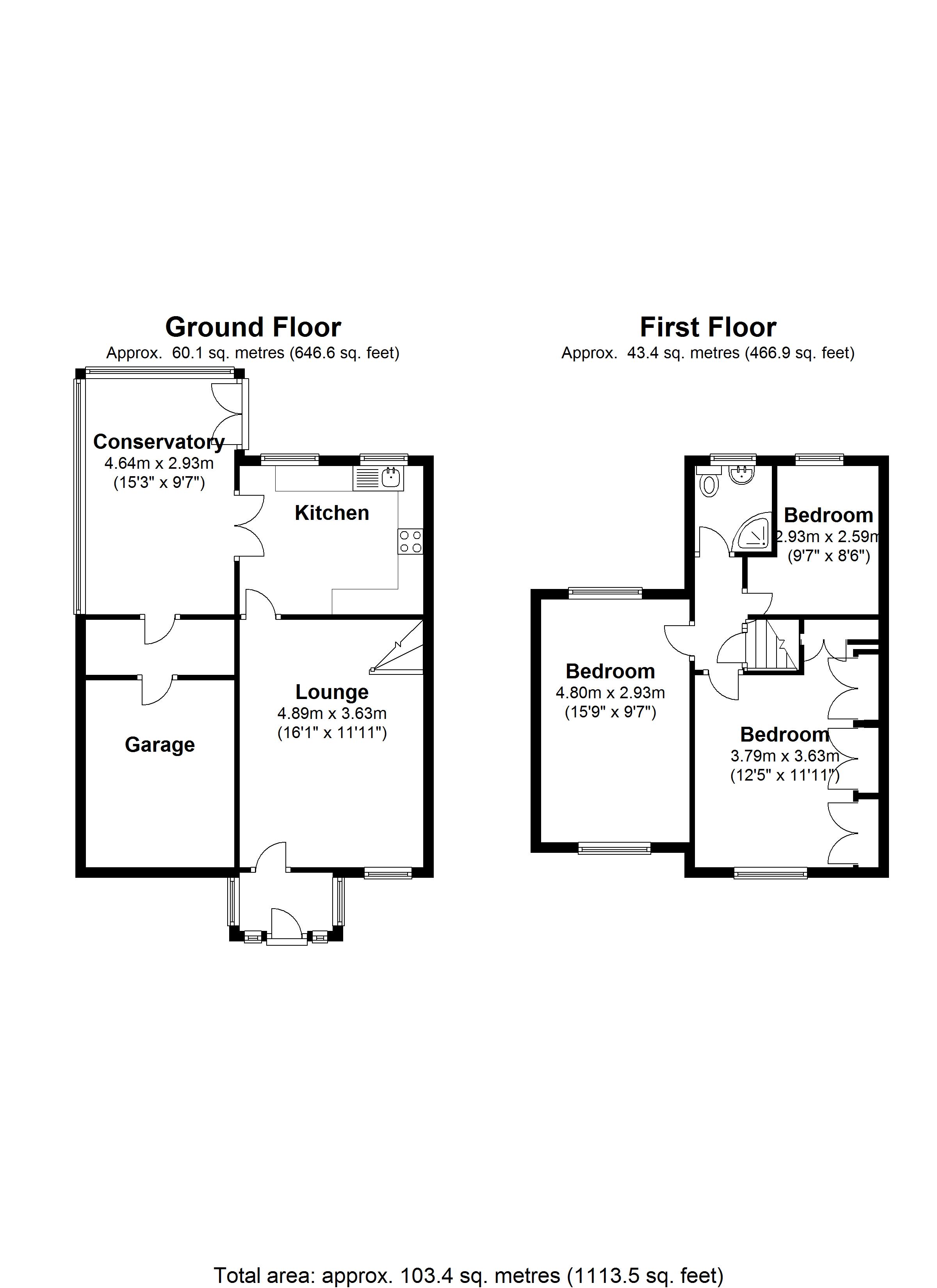 Floorplan for Greenwood Close, Kings Heath