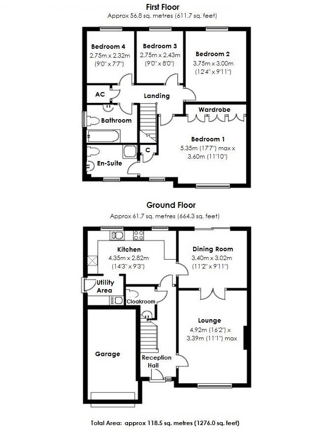 Floorplan for Huggins Close, Balsall Common