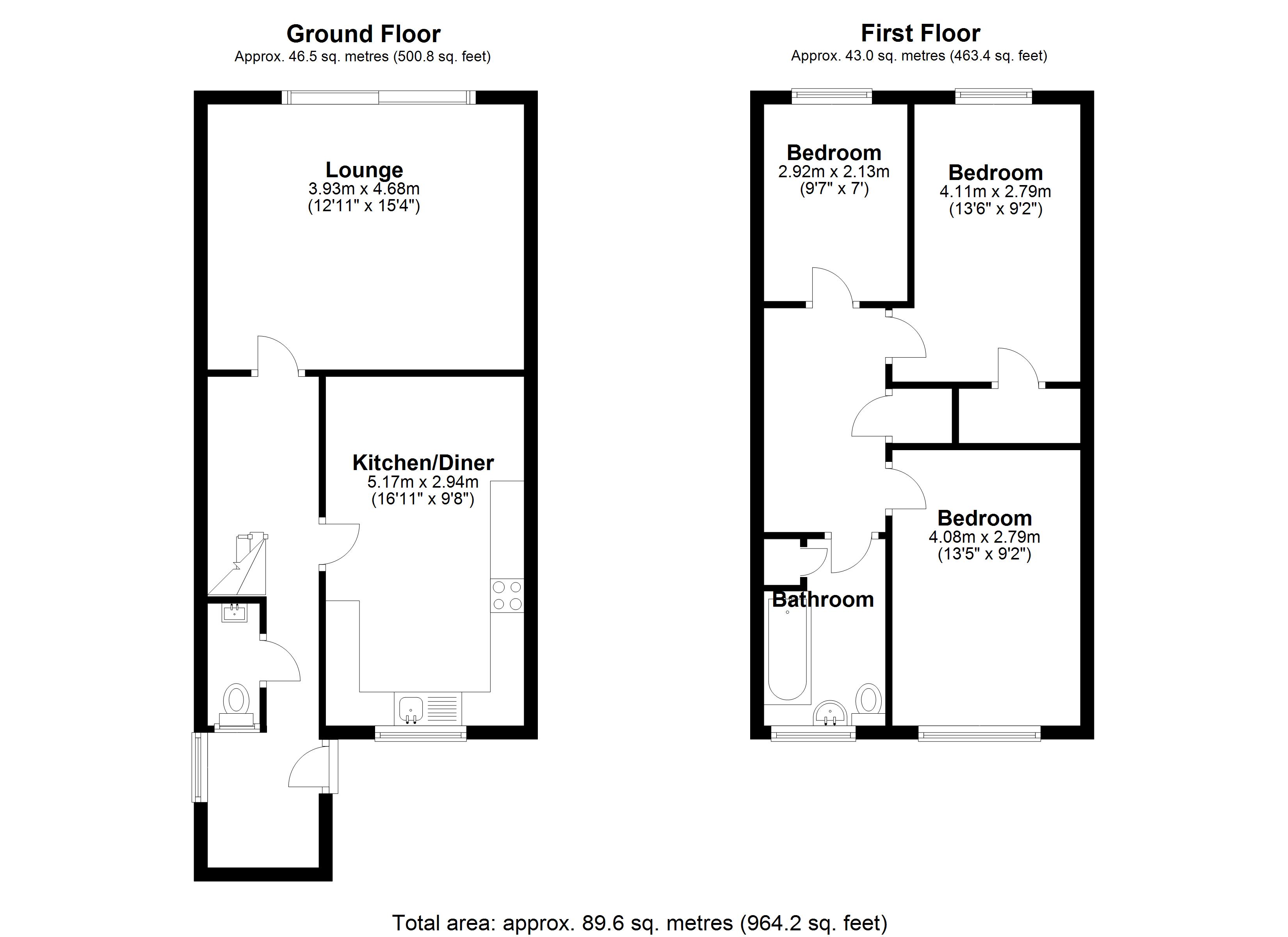 Floorplan for Roach Close, Birmingham